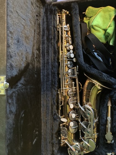 Alto saxophone with - with, case